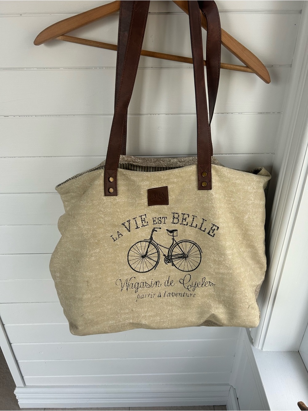 Bella Taylor La Vie Est Belle Bicycle Canvas Tote Bag French Country